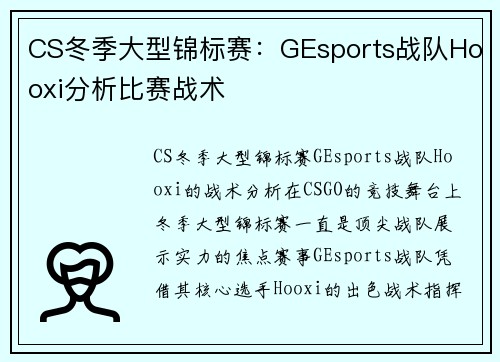 CS冬季大型锦标赛：GEsports战队Hooxi分析比赛战术