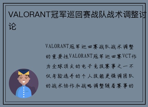 VALORANT冠军巡回赛战队战术调整讨论